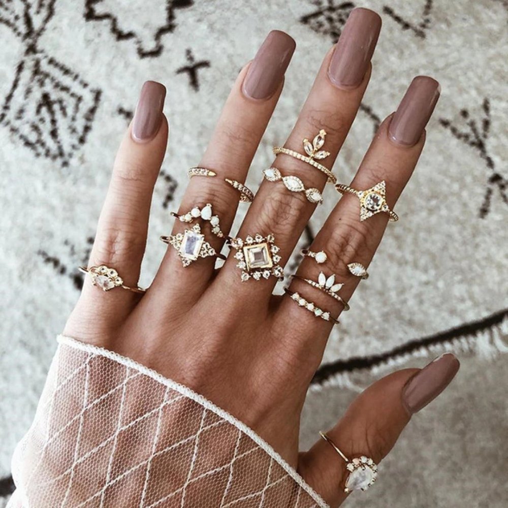 🆕 Boho Vintage Gold Star Knuckle Set: 12 x Rings